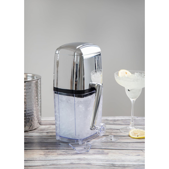 BarCraft Ice Crusher for Cocktails, with Ice Scoop, Plastic and Stainless Steel, 15.5 x 13.5 x 28cm, Transparent/Silver