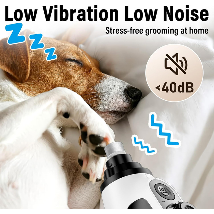 Шліфувальник кігтів для собак Casfuy Smarter Krallenschleifer 6-ступінчатий – 50% потужніший, з 2 LED-лампами, тихий, акумуляторний, для собак та котів великих, середніх та малих порід, білий