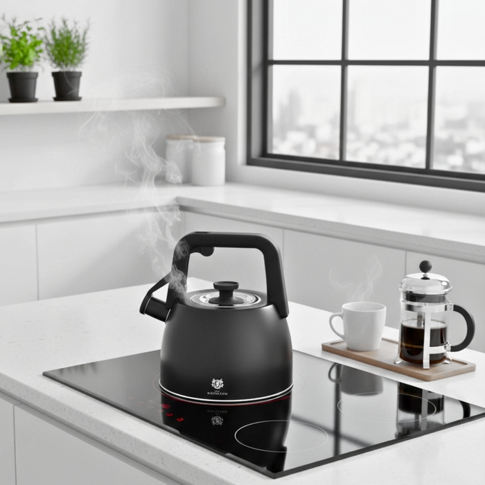 Класичний сталевий чайник Karl Hausmann, 2,5 л, чорний, сріблястий, сірий