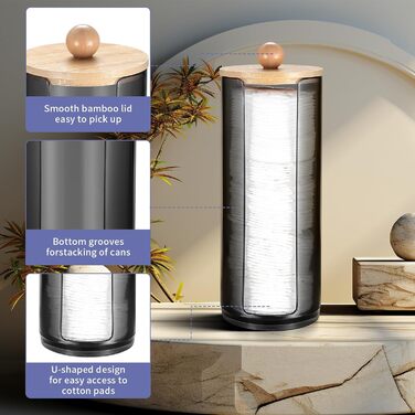 Організатор для косметики Gomoeny: 3 тримачі для ватних паличок, скляні баночки для ванної кімнати, для ватних паличок, ватного диска, макіяжу, спонжів, пінцетів