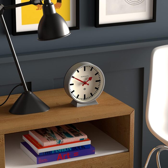 NEWGATE® M Mantel Clock Railway Silent Sweep - 'No Tick' - A modern mantel clock - Small clock - Clocks for living room - Office clock - Desk clock - Mantel clocks - Railway dial - (Grey)