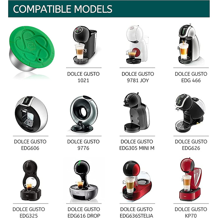 Багаторазова капсула для кави Dolce Gusto, нержавіюча сталь, силіконова кришка, для ресторанів, офісу, дому