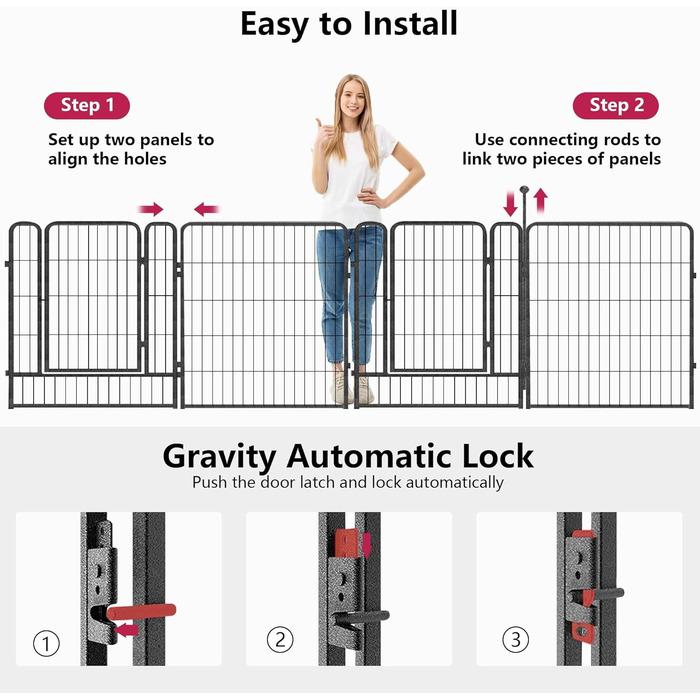 Металевий вольєр для собак на 32 панелі, 81,3 см, для вулиці, портативний, для середніх та маленьких собак