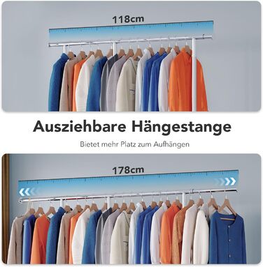 Стійка для одягу на колесах HOKEEPER, подвійна, вантажопідйомність до 283 кг