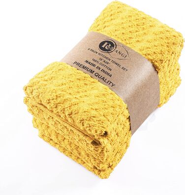 RIANGI Frottee Dishcloths for the Kitchen – Set of 6 Absorbent Dishcloths – Size 40.6 x 66 cm – Decorative Autumn Farmhouse Hand Towel Set – Yellow Kitchen Towels