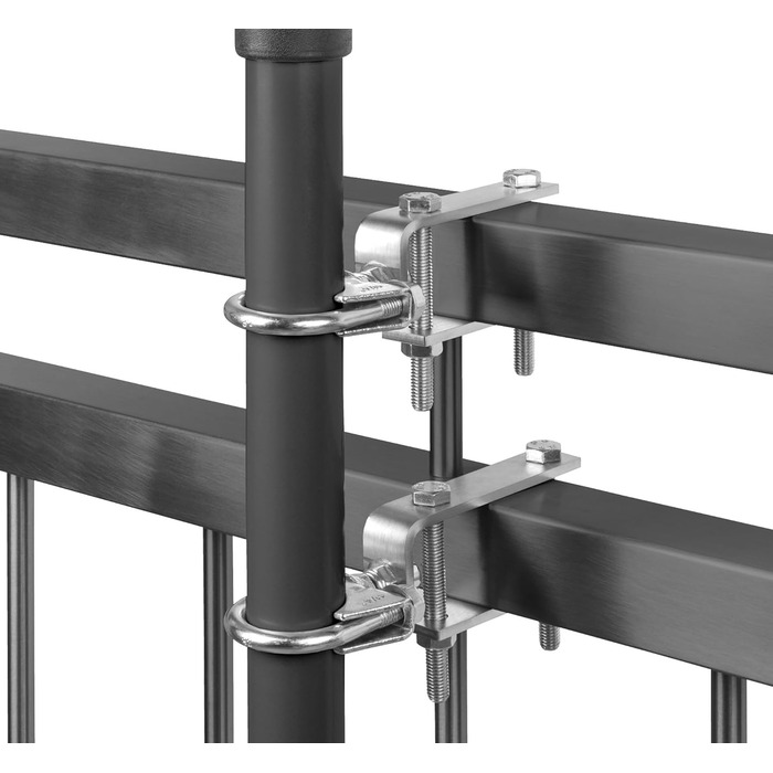 STORM-PROOF Umbrella Holder Balcony Railing Alfa 2-Piece Set made of Metal for Square Railings