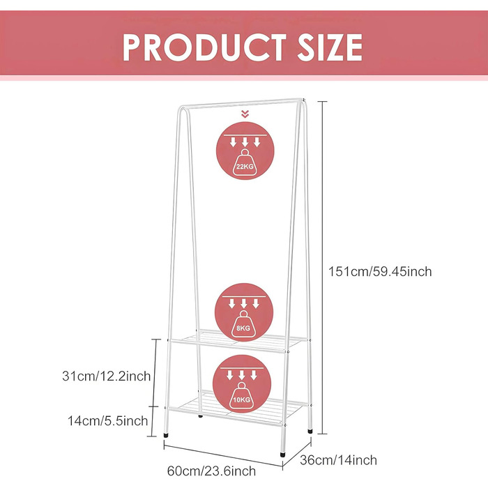 Легкий стійкий вішак для одягу на колесах - Clothes Rack