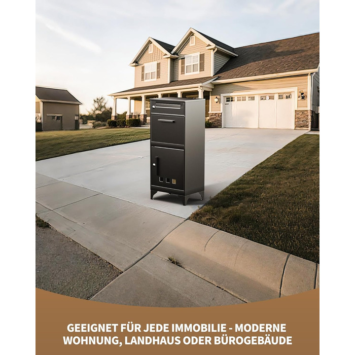 Поштовий ящик вуличний Edestah Anthrazit з газетницею (37x37x10 см), персоналізований з табличкою для імені, захист від реклами, поштова скринька