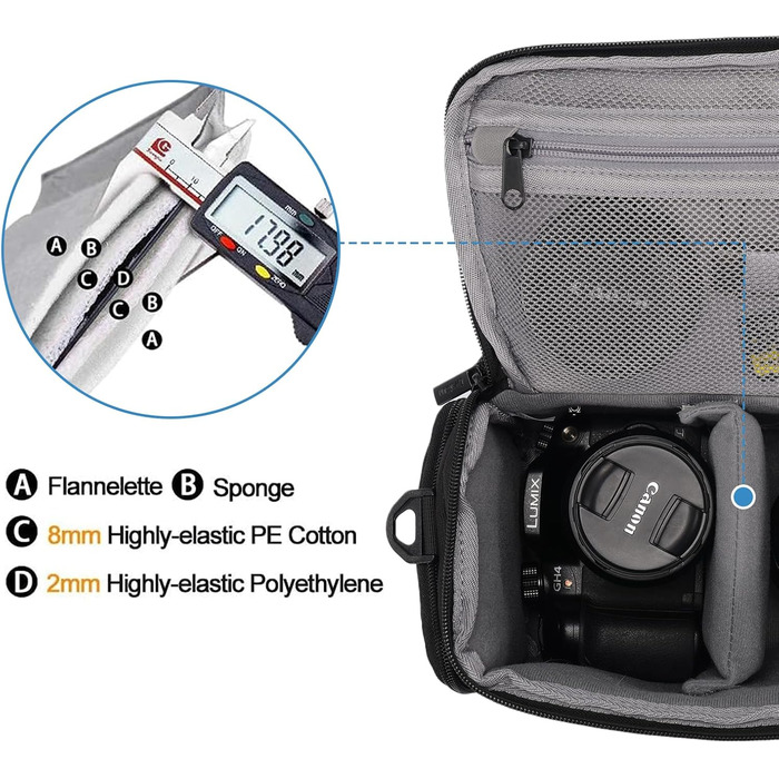 Сумка для камери CADeN: водонепроникна, для Canon, Nikon, Sony SLR/DSLR, об'єктиви та аксесуари, чорна, L