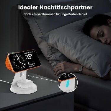 Зарядна станція JoyGeek 3-в-1 для Apple Watch, iPhone (MagSafe), AirPods (біла) - Бездротова зарядка для iPhone 12-15, iWatch 11-2/Ultra/SE, Airpods 2-4