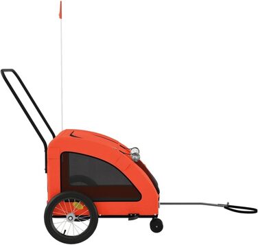 Фургон для собак VidaXL - переносний, з прапором та світловідбивачами, до 30 кг, Oxford-Gewebe, 63.5 x 124.5 x 66 см, Оранжевий