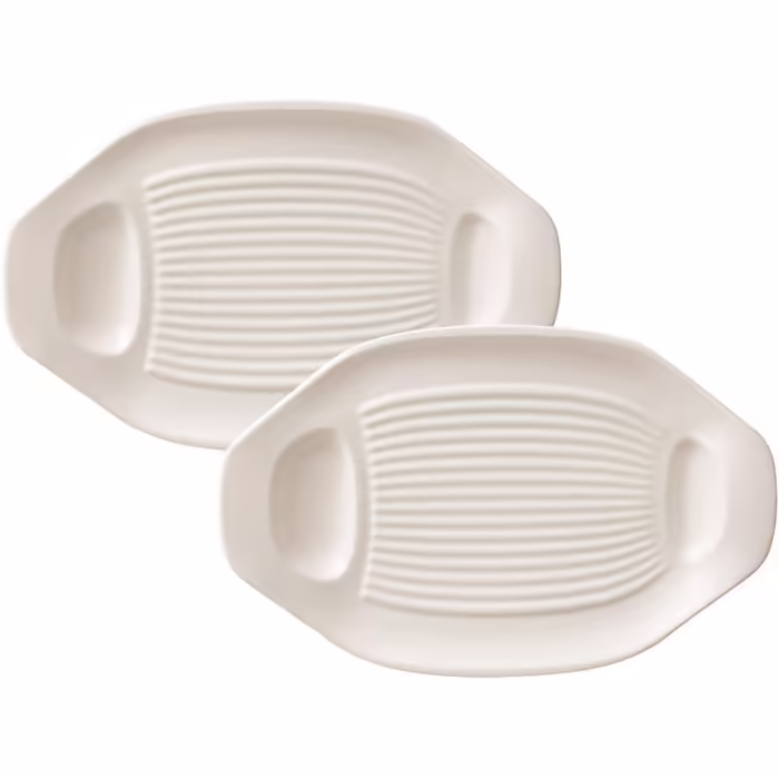 Форма для гриля з ручкою Villeroy & Boch BBQ Passion, преміум порцеляна, біла, 33x22x6 см, для овочів