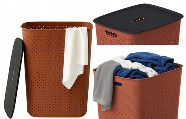 Кошик для білизни з кришкою, 60 л, перфорований, компактний, для ванної кімнати