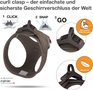 Шлейка для собак Curli Clasp Air-Mesh коричнева, 2XS