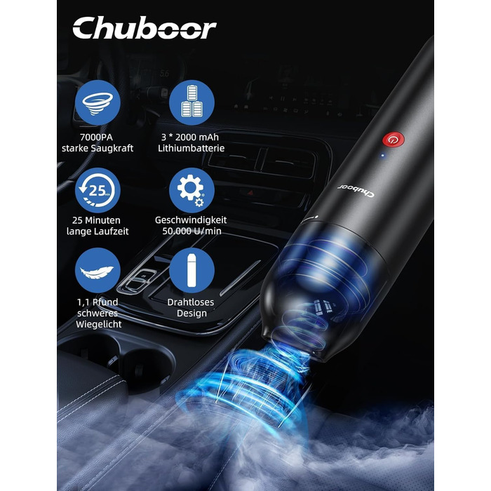 Акумуляторний ручний пилосос Chuboor: портативний міні-пилосос для дому та авто, чорний