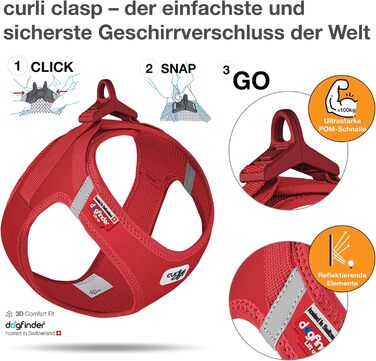 Шлейка для собак Curli Clasp Softshell, червона, розмір 2XS