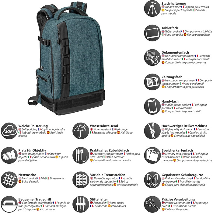 Рюкзак для камери PEDEA SLR з захистом екрану, сумісний з Olympus, Canon, Nikon, Panasonic