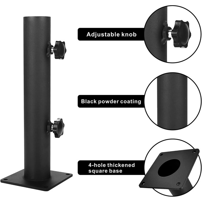 VANROUG Robust Square Patio Umbrella Base - Steel Umbrella Foot with Adjustable Knob, umbrella base for Garden, Decks, Terrace, Awning, Gazebo, Awning, etc.