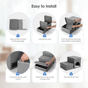 Сходинки для собак MINENICE - 2 шт., складані, з ящиками для зберігання, для маленьких собак, для диванів та ліжок