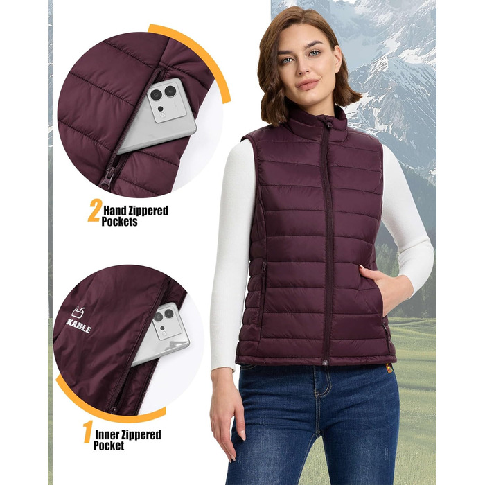 Стьобана жилетка Outdoor Ventures для жінок, тепла, з капюшоном, для походів, кемпінгу, велосипеда, фіолетовий, розмір M