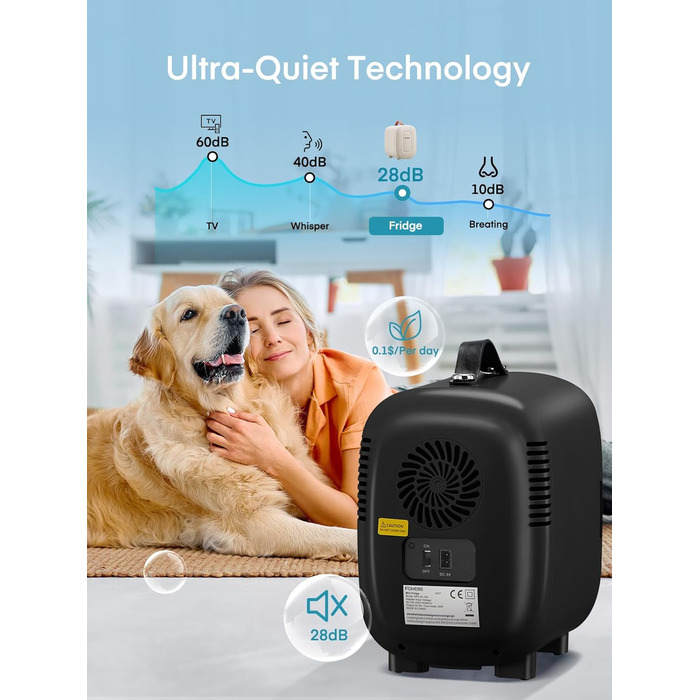 Міні-холодильник FOHERE 5 літрів: для косметики, напоїв, USB живлення, 220V/12V, для спальні, офісу, авто (чорний)