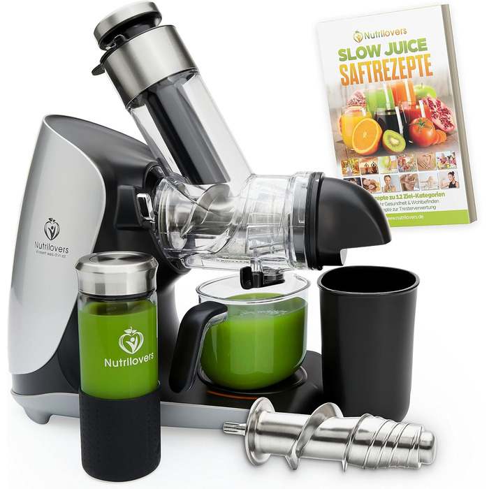 GREEN-PRESS EDELSTAHL Slow Juicer 304 Stainless Steel Auger BPA-Free I GERMAN BRAND I Whole Fruits, Celery, Vegetables, and Fruit Juicer, Test Winner 2023, All-Rounder Electric Juice Press Silver Knight / Stainless Steel