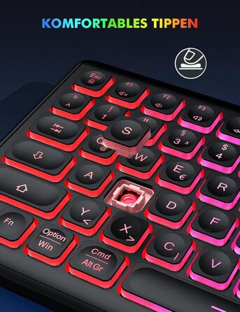 Бездротова клавіатура та миша з підсвічуванням, USB-C, тиха, для Mac/Windows/PC/Laptop, QWERTY (Чорний)