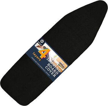 SAVUK Гірчичний чохол та подушка для прасувальної дошки з силіконовим покриттям, 4 шари, 38.1 x 137.2 см, надзвичайно міцна подушка, з терморефлексним покриттям, еластичний край (чорний, 38.1 x 137.2 см)