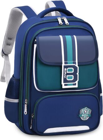 Шкільний рюкзак для хлопчика IvyH, 2-5 клас, 20 літрів, ергономічний, водонепроникний, для початкової школи, 8-12 років (темно-синій, зелений)