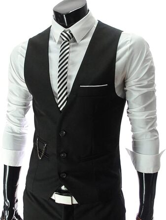 Чоловічий піджак-жилет Business Weste Slim Fit, чорний/сірий, великі розміри, V-подібний виріз, для офісу та роботи