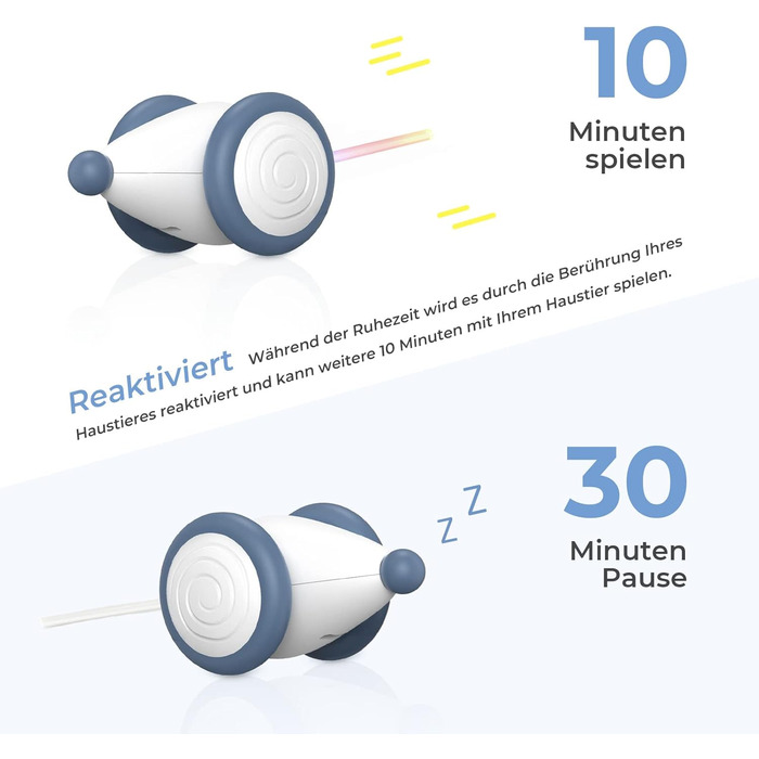 Cheerble Wicked Mouse – електрична іграшка для котів, USB-зарядка, LED, інтерактивна, синя