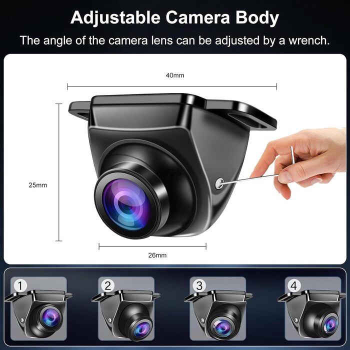 Автомобільна камера заднього виду OBEST AHD 1080P, 360° обертання, IP68, нічне бачення, широкий кут 170°, універсальна 12V для авто, вантажівки, фургона, пікапа