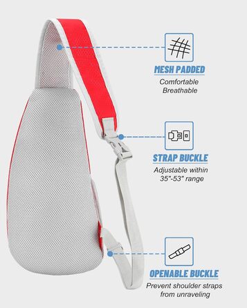 Сумка через плече Brusttasche для чоловіків та жінок, легка водонепроникна сумка через плече для подорожей, прогулянок, активного відпочинку, спорту. Червона