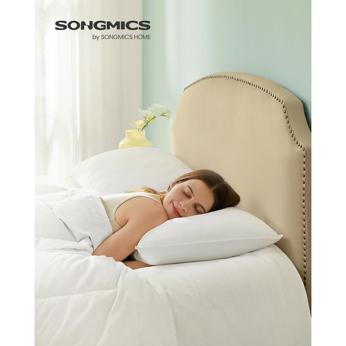 SONGMICS Pillow Set of 4, 50 x 70 cm, 800g Filling, Soft Brushed Polyester Cover, Pillow, Machine Washable at 60°, with Storage Bag, Cloud White TBP006W04