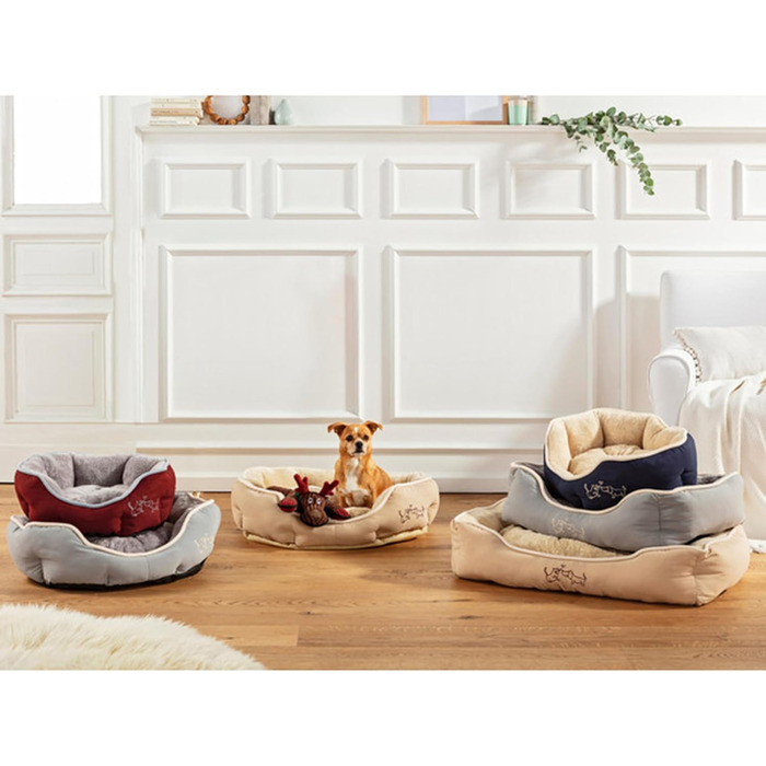 Ліжко для собак та котів Dehner Lieblinge Sammy, 61 x 48 x 18 см, поліестер, бежеве, розмір L (90 x 70 x 20 см)