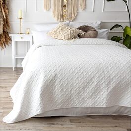 Daybed Cover 200x220 Bed Throw Bed Cover Sofa Throw Quilted Blanket Sofa Blanket Throw Blanket Bed Cover XXL Oversized Quilted Daybed Cover Quilted Quilt Bedspread (200x220cm, White)