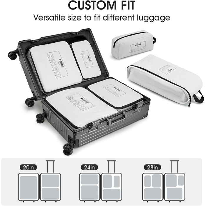 Набір органайзерів для валізи G4Free (6 шт) з Tyvek - розширювані сумки для одягу в подорож