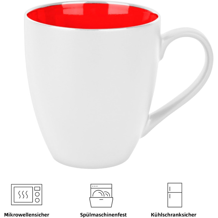 Набір кавових чашок/кавових стаканів Miamio Le Papillon (6 шт, 350 мл) - Біло-червоний