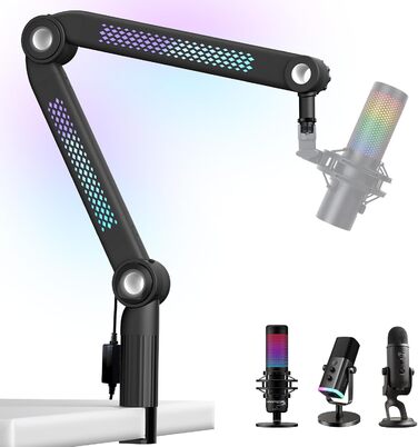 Кріплення для мікрофону HyperX QuadCast та інші - універсальний штатив YOUSHARES (RGB, 3/8', 5/8')