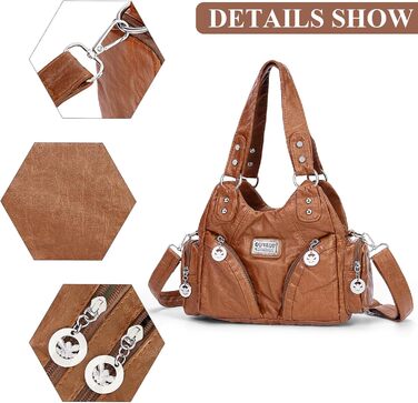 Сумка жіноча TIAASTAP Klein City Vintage коричнева шкіряна через плече Hobo Bag з багатьма відділеннями