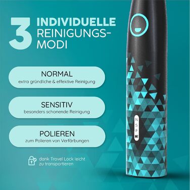 Електрична звукова зубна щітка happybrush® Eco Vibe 3 - Чорний колір - Набір з 4 насадок - Тестовий лідер - 100 днів тестування