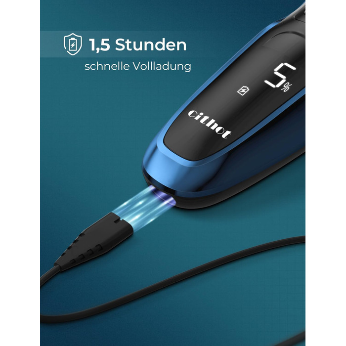 Електричний чоловічий бритва CITHOT RS8336: вологе та сухе гоління, прецизійний тример, IPX7, синій