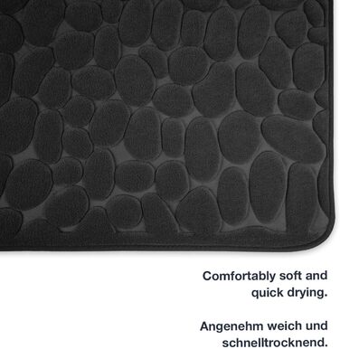 Memory Foam Bathroom Rug - Non-Slip Washable & Quick-Drying Bath Mat - 50x80 cm Black