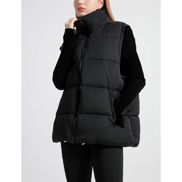 Жіноча жилетка FEOYA великого розміру з пуховим наповнювачем, без рукавів, тепла, чорна, XL