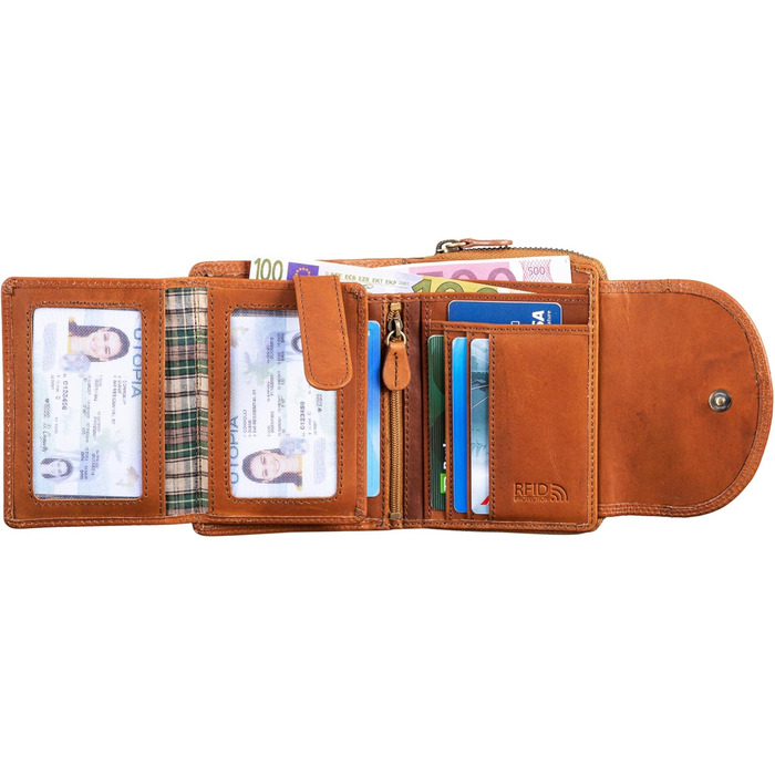 Benthill Women's Wallet Genuine Leather - Compact Leather Wallet with Plenty of Space - High-Quality Women's Wallet with Many Compartments, Color: Brown