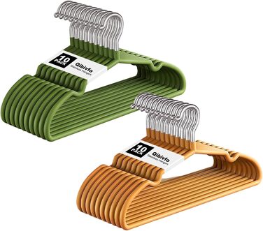 Набір вішалок для дитячого одягу 20 шт., 29 см – нержавіюча сталь, антикорозійні, водонепроникні та неслизькі, спеціально для дитячого одягу – кольори авокадо та помаранчевий