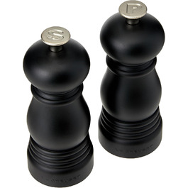 Le Creuset Small Mill Set, Salt and Pepper Mills, ABS Plastic, Each 5 x 5 x 12.1 cm, Ceramic Grinder, Matte Black, 44900110000000