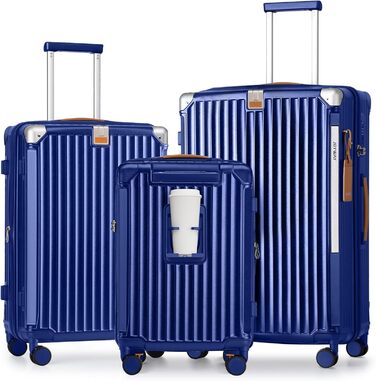 Чемодан Joyway ABS з жорсткою обшивкою, розширюваний, набір валіз з TSA замком та 4 колесами. Включає сумку та косметичку. Колір: зелений (блакитний). Набір валіз 3шт