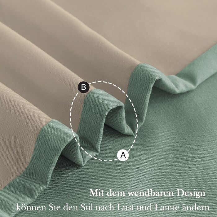 Комплект постільної білизни 135x200 4 частини з мікрофібри, двостороння, м'яка та практична, з блискавкою (135x200, 80x80) - Пастельно-зелений/Теплий бежевий