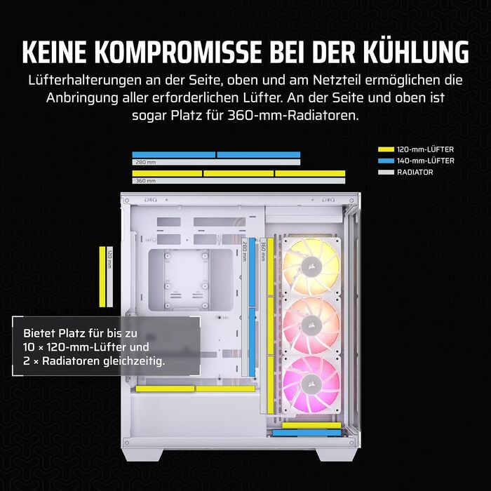 Корпус ПК CORSAIR 3500X Mid-Tower ATX з панорамним склом, білий, з 3 вентиляторами RS120, сумісний з перевернутим розташуванням материнської плати